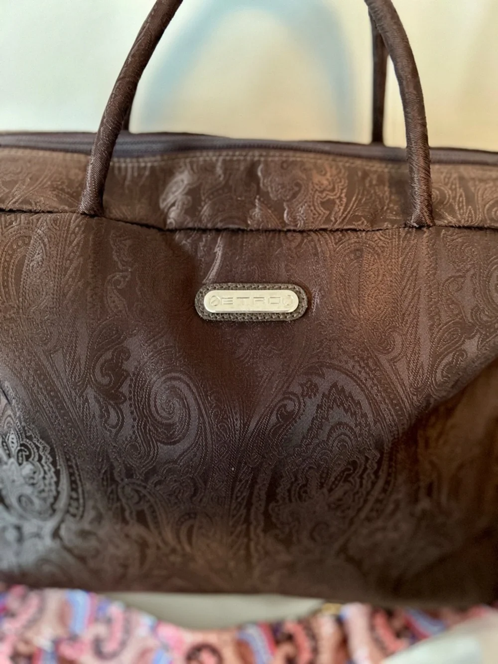 Etro Dark Brown Paisley Weekender with Pink Paisley Strap - Picture 2 of 12